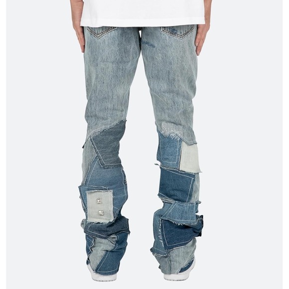 MNML Blue Patchwork Relaxed Jeans - Picture 2 of 10